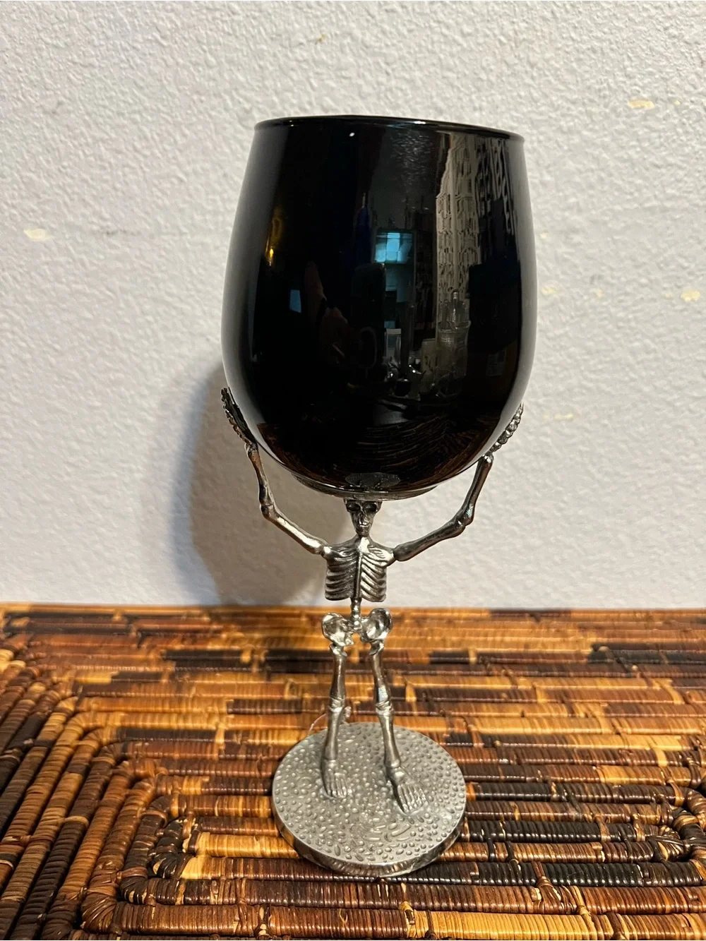 Skeleton Stem Goblet - Black and Silver Gothic Wine Glass